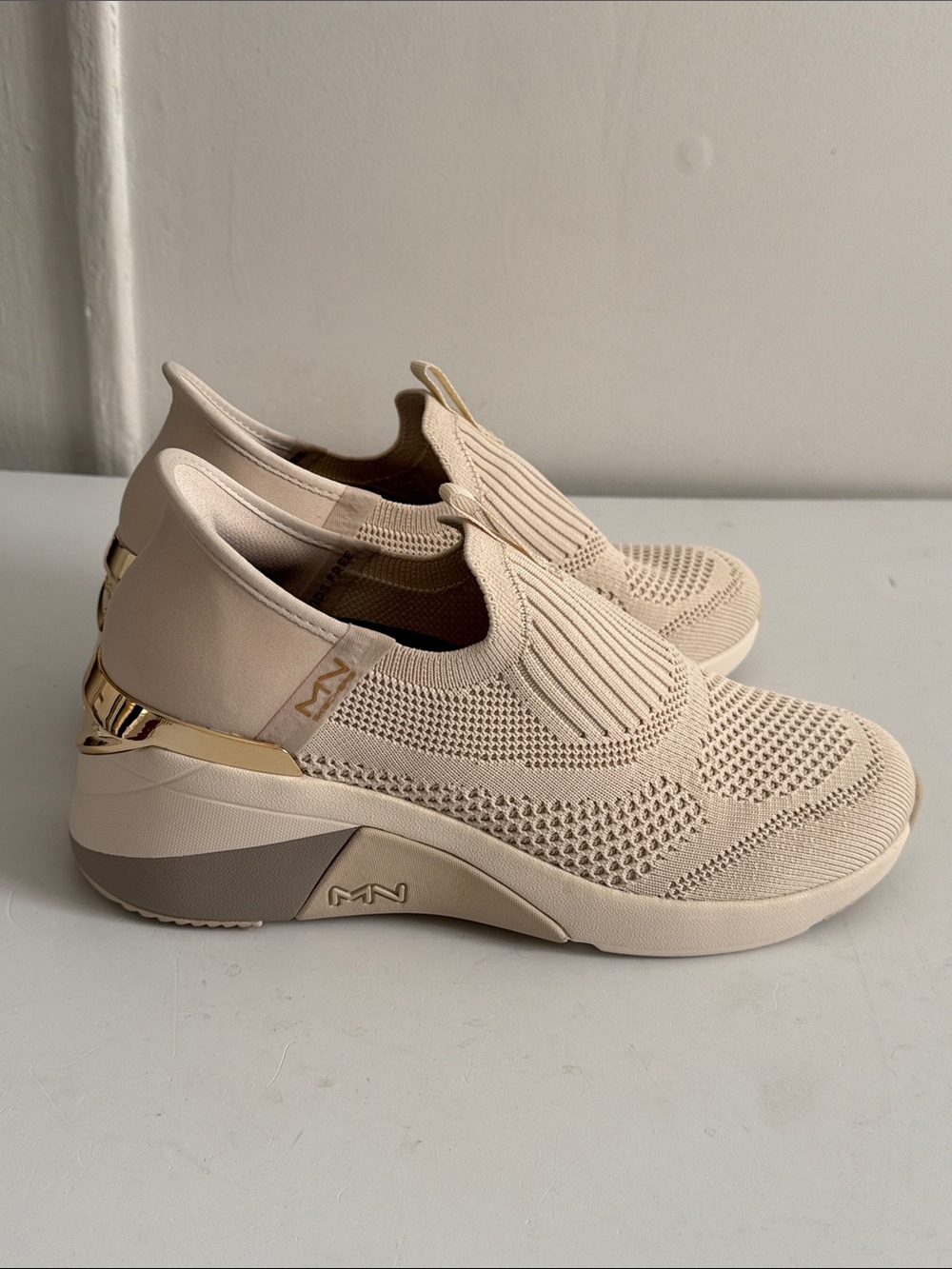 Skechers Cream Slip-On Knit Sneakers - Picture 3 of 11